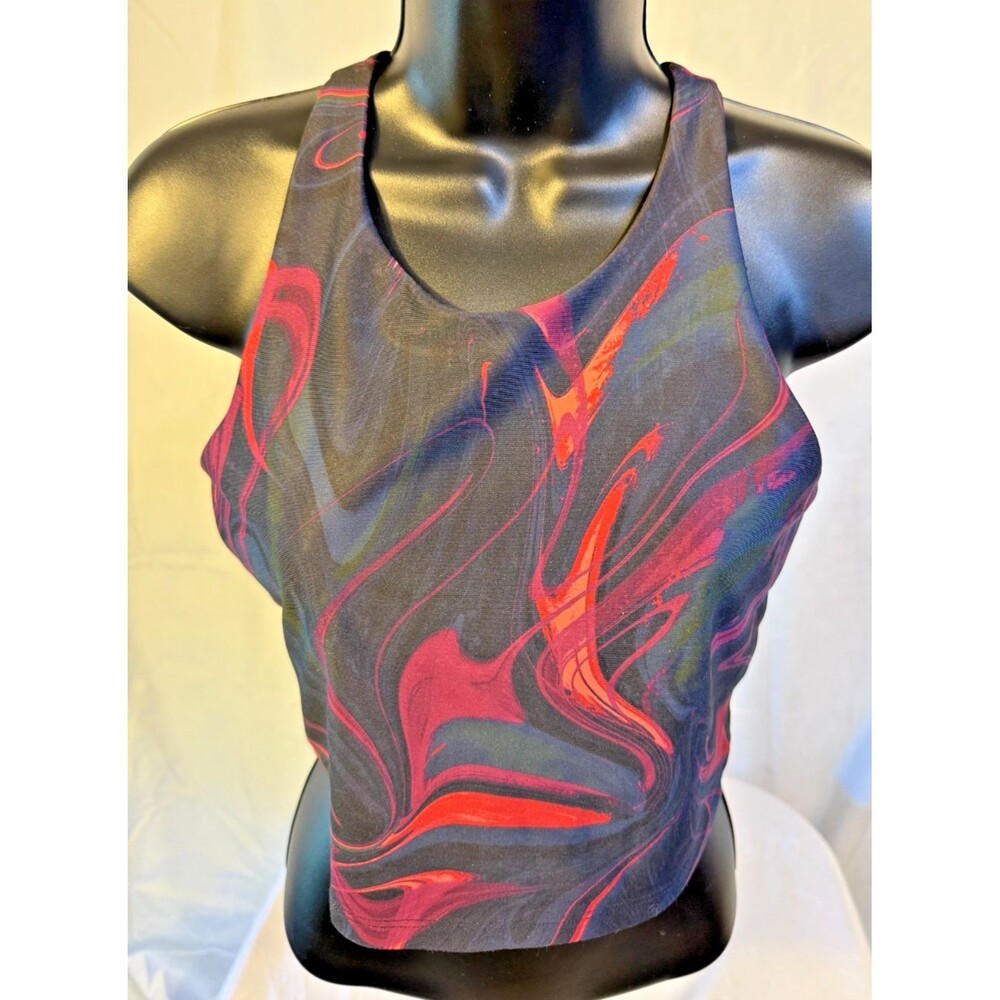 Black Red Sports Bra Top Women's Plus XXL 18 Old Navy Firm Support Gym Workout